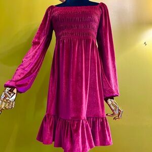 LC Lauren Conrad Fuchsia Long Sleeve Dress